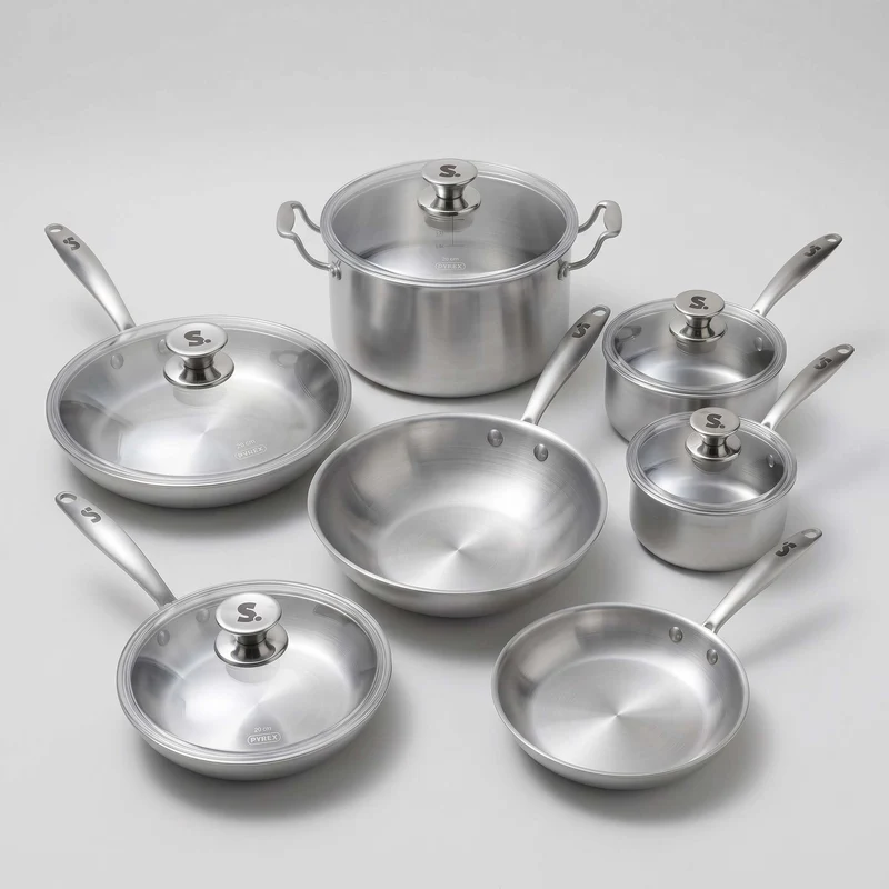 La Batterie de Cuisine Inox Familiale - 7 Pièces + Couvercles