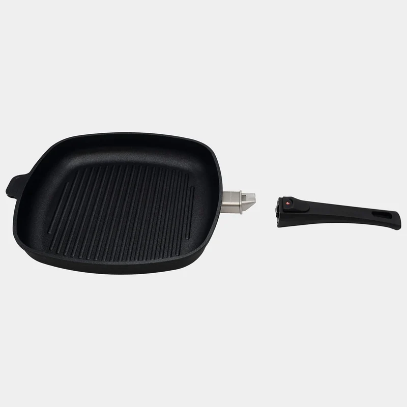 XD Nonstick 11" x 11" Square Grill Pan with Detachable Handle - Induction | Made in Switzerland