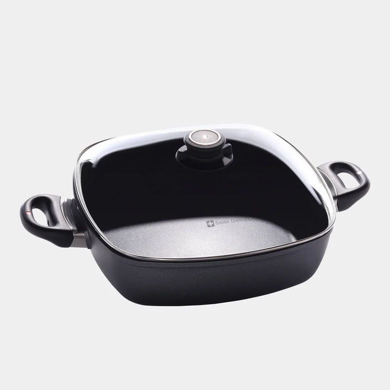 HD Nonstick 5 qt Square Casserole with Glass Lid | Made in Switzerland