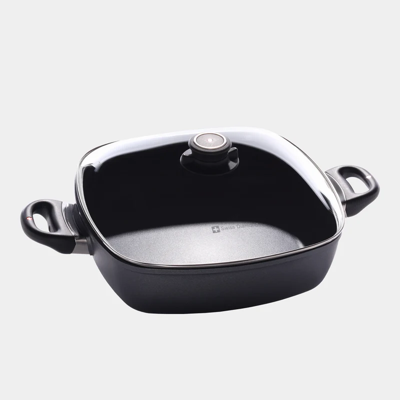 HD Nonstick 5 qt Square Casserole with Glass Lid - Induction | Made in Switzerland