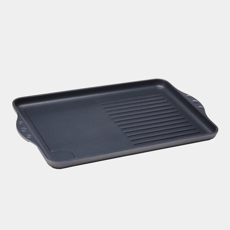 HD Nonstick 17" x 11" Double-Burner Grill/Griddle Combo | Made in Switzerland