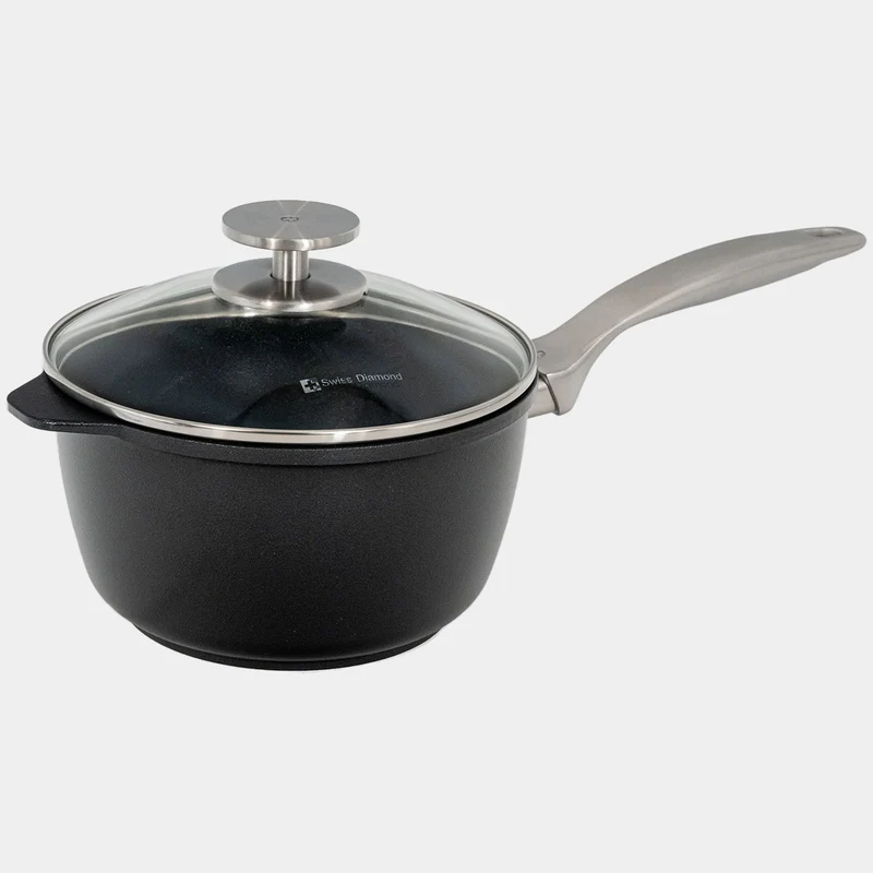 CXD PFAS-freie antihaftbeschichtete Sauciere mit Glasdeckel