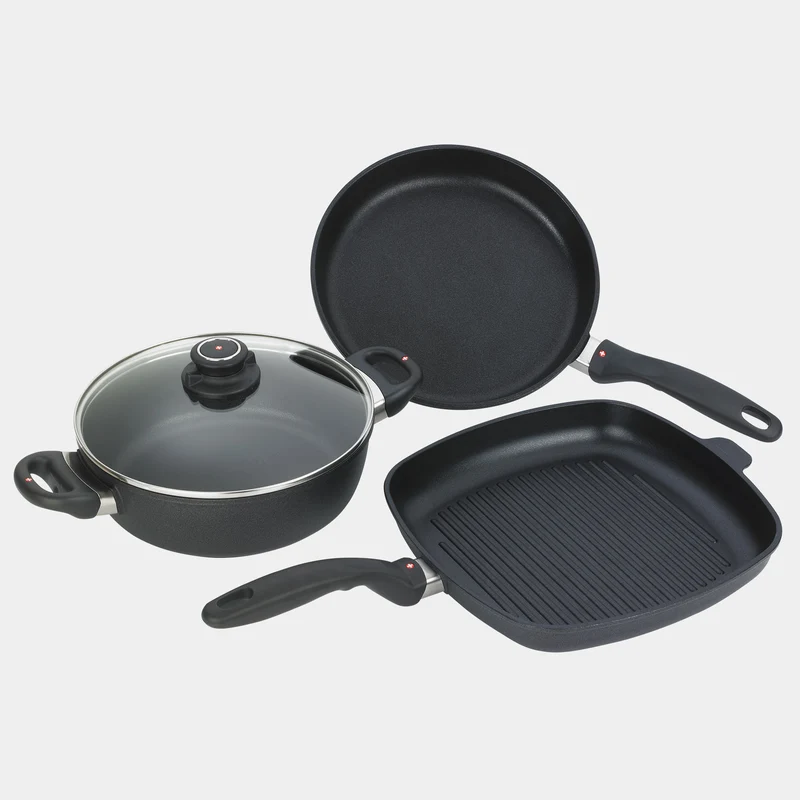 XD Antihaft-Set, 4-teilig – Brat- & Grillpfanne, Kochtopf mit Deckel