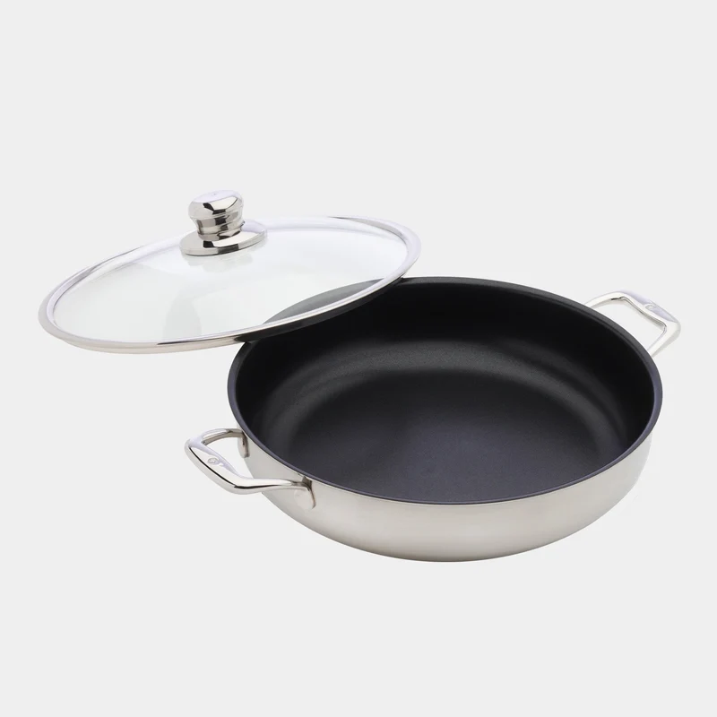 Antihaftbeschichteter 32 cm Chef's Schmortopf aus rostfreiem Edelstahl mit Glasdeckel - Induktion