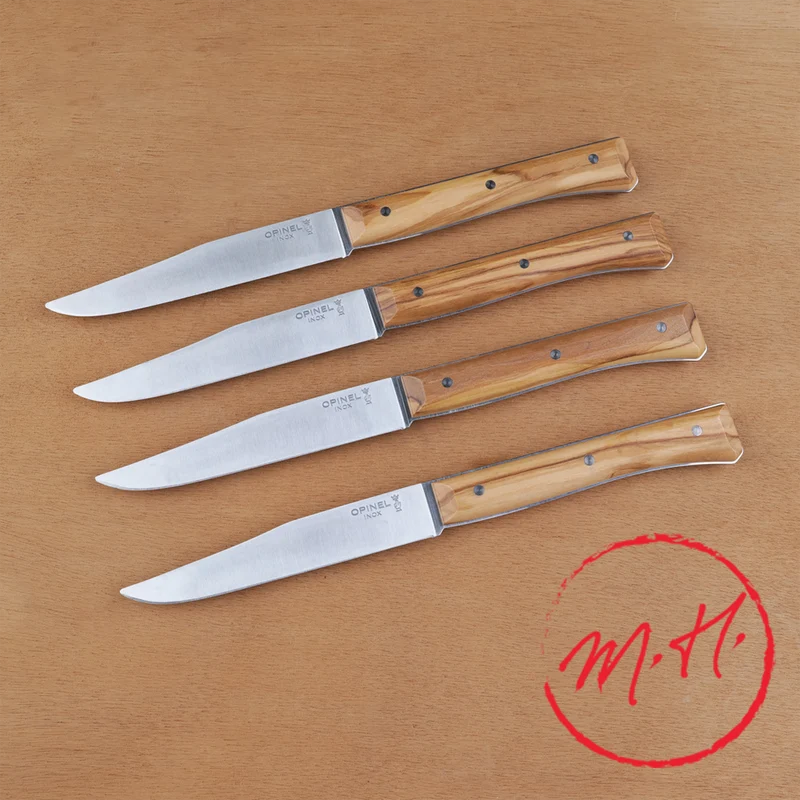 Coffret de 4 Couteaux de table Opinel Facette en olivier