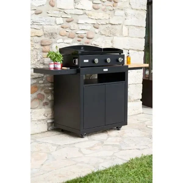 Desserte meuble 80 avec tablettes Noire