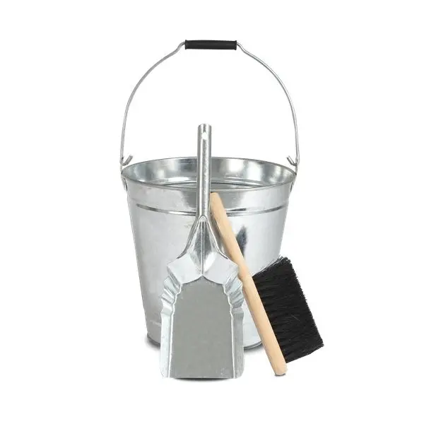 Ensemble seau + pelle + balai acier galvanisé
