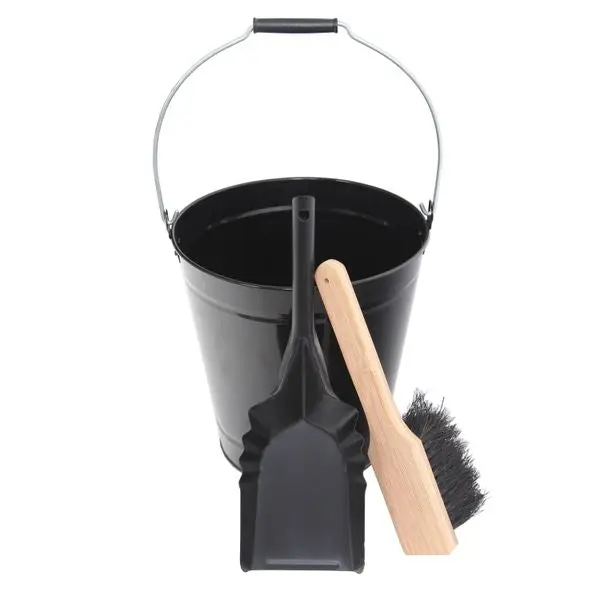 Ensemble seau + pelle + balai Noir & Bois