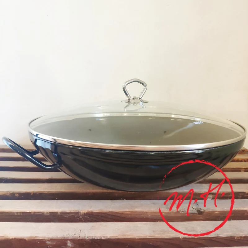 Wok émaillé noir Ø36