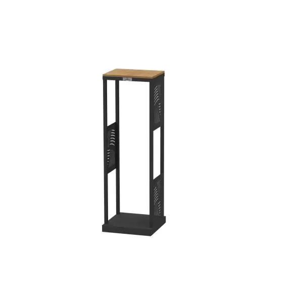 Range-bûches Essentiel droit Noir avec tablette bambou
