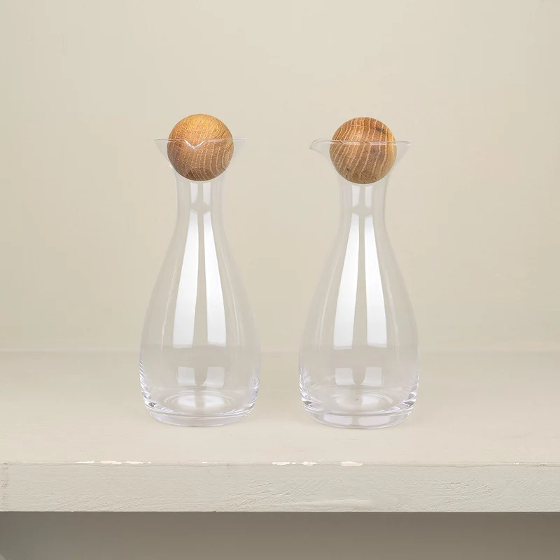 Set huilier et vinaigrier en verre soufflé