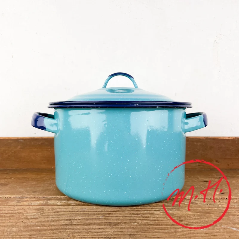 Pot à bouillon émail turquoise