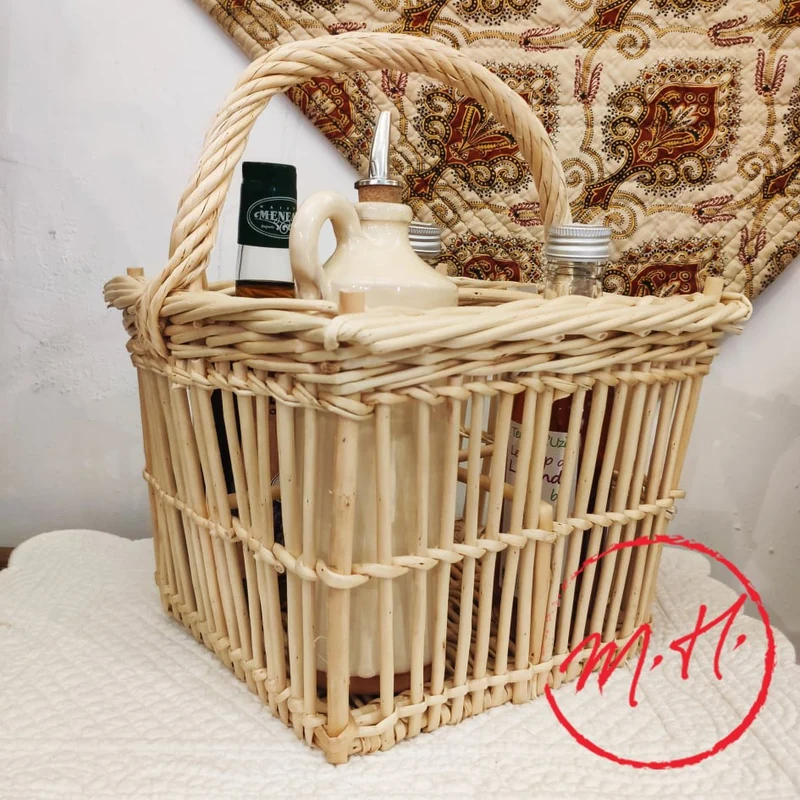 Porte-bouteilles en osier naturel