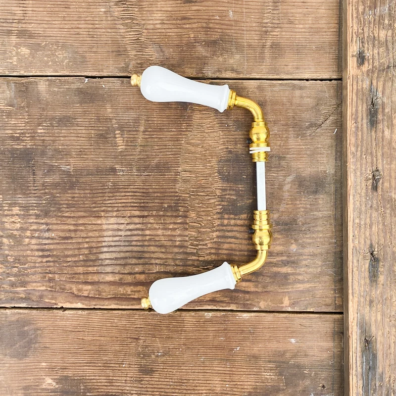 Poignée de porte double en porcelaine blanche