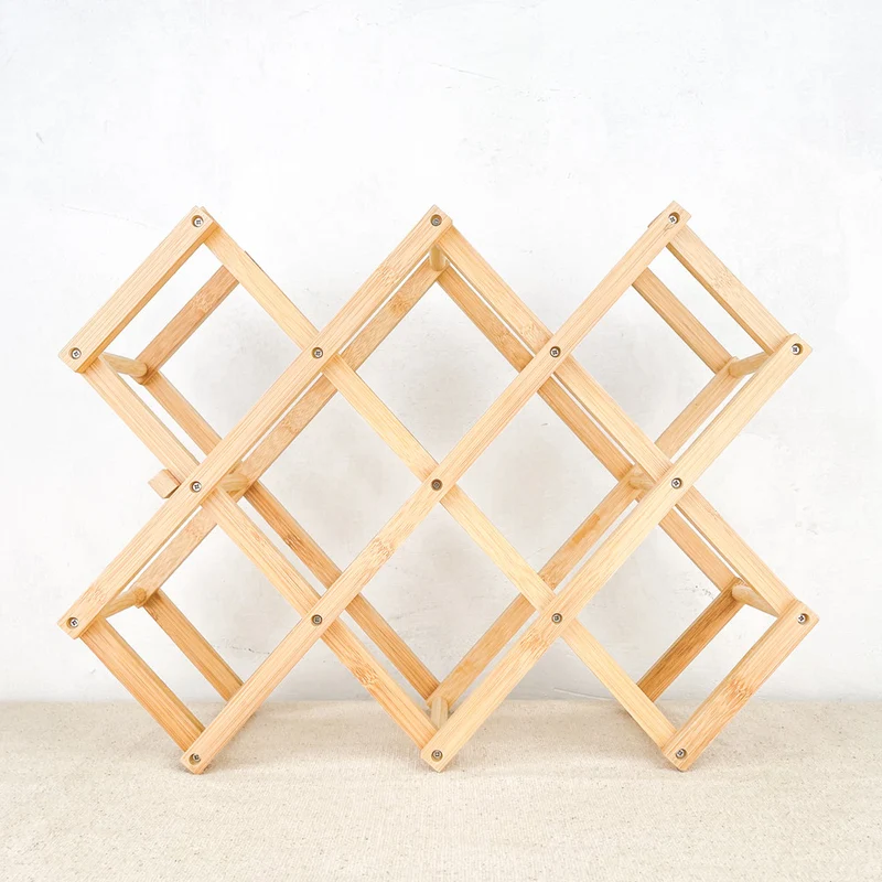 Etagère à bouteilles pliante en bambou