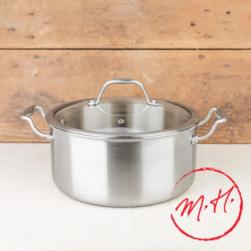 Faitout Triply Inox 24 cm avec couvercle en verre