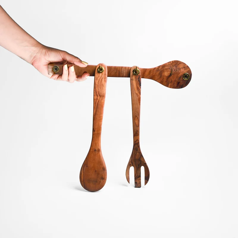Set BeWood Cucchiaione, Forchettone e Portautensili
