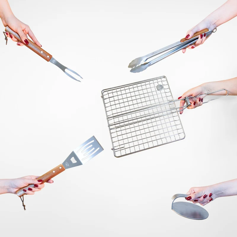 Set BBQ Griglia, Utensili e Pressa Inox ChefBBQ