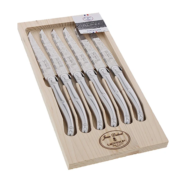 Coffret 6 couteaux Laguiole tout inox Damas Jean Dubost