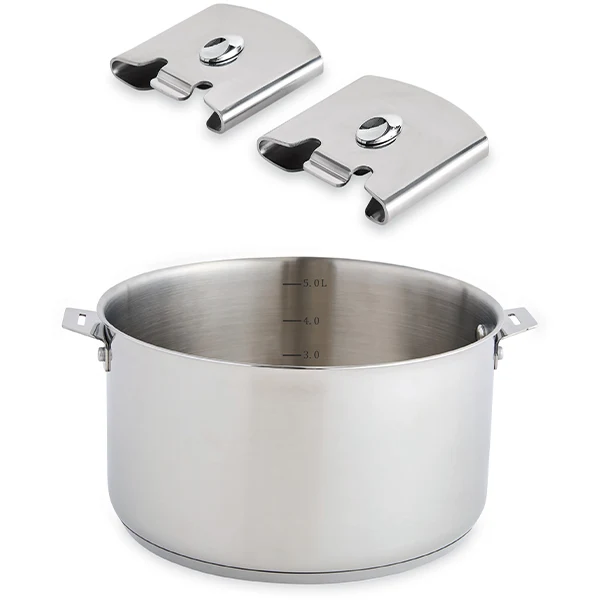 Lot faitout tout inox 24 cm 5,9 L et 2 anses amovibles Clips’Inox Mathon