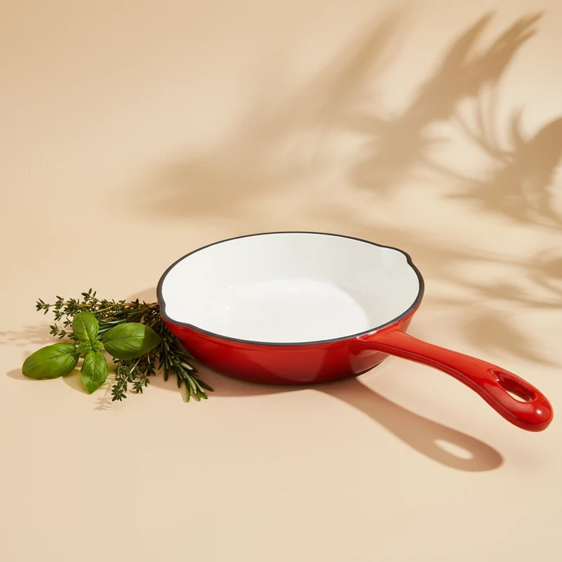 Poêle en fonte émaillée blanche - 16 cm