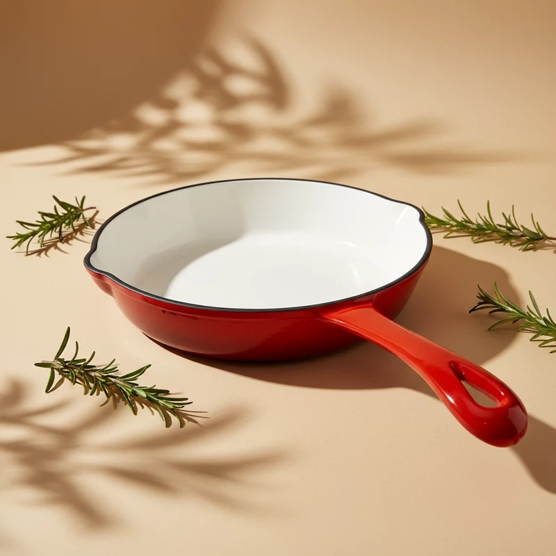 Poêle en fonte émaillée blanche - 20 cm