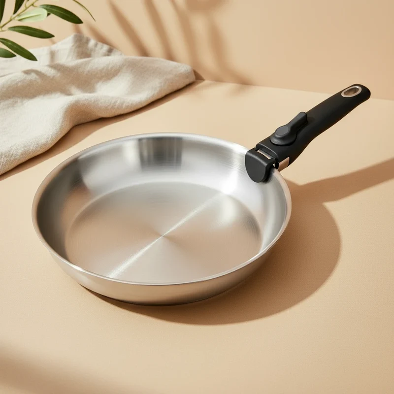 Poêle inox manche amovible - 30 cm