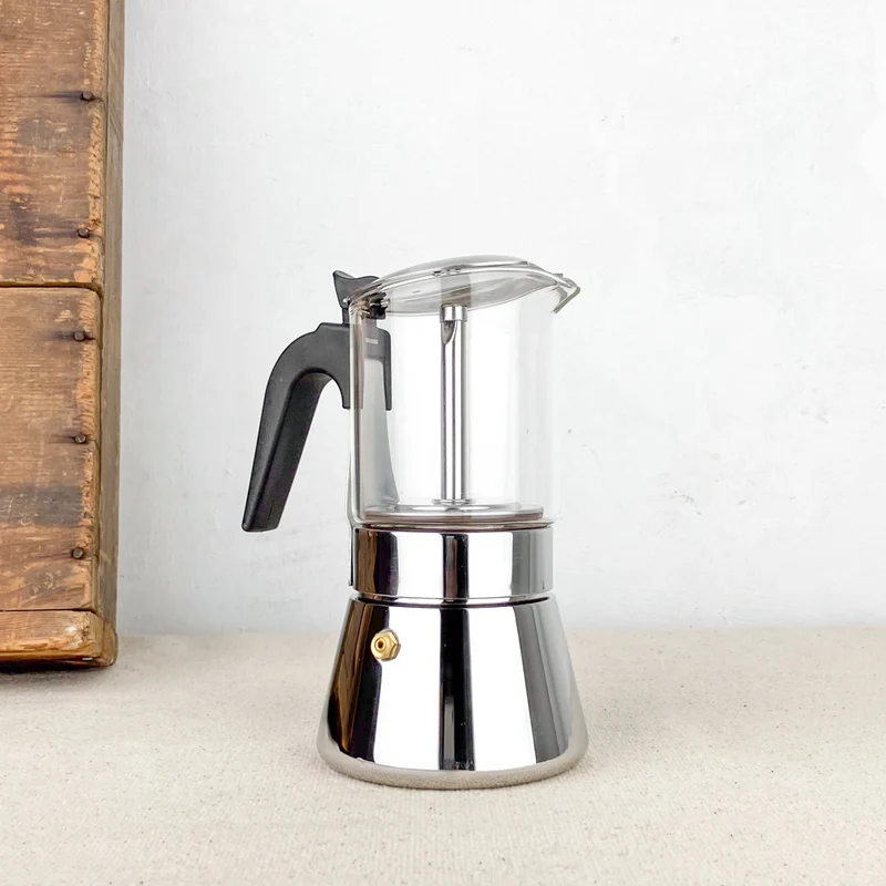Cafetiere italienne verre et inox 6T