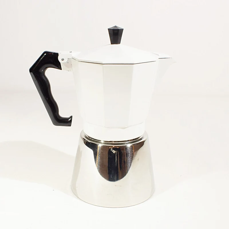 Cafetière italienne blanche en inox et aluminium