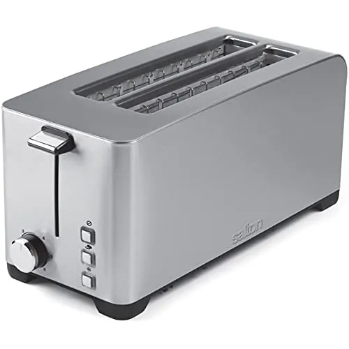 Salton Long Slot 4 Slice Pop Up Toaster, Silver