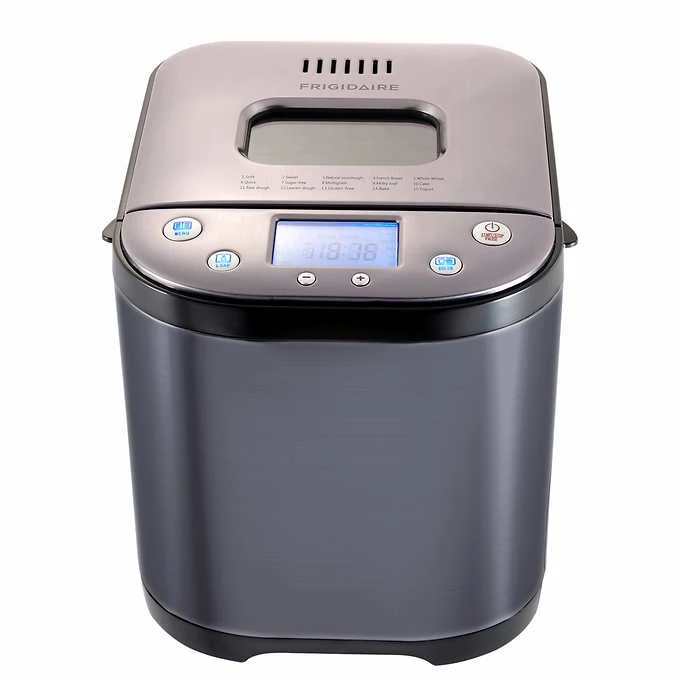 Frigidaire Digital Bread Maker, 2-Pound Loaf, Nonstick Bowl, Bread Hook, Measuring Cup & Spoon. Gluten-Free Bread, 3 Crust Color Options. 3 Loaf Sizes