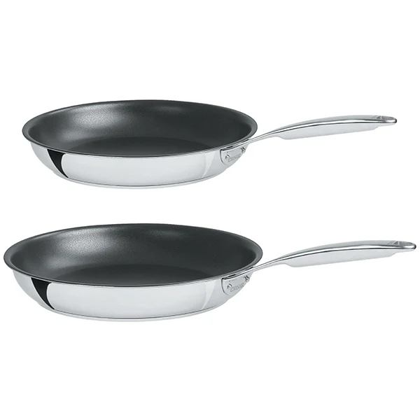 Lot 2 poêles inox antiadhérentes Castel'Pro 24 et 28 cm Cristel