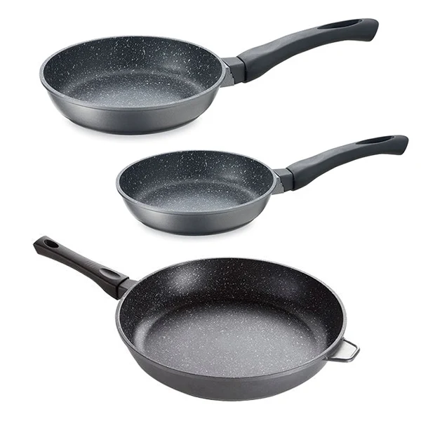 Lot 3 poêles revêtement Dur comme la pierre 20, 28 et 32 cm Mathon