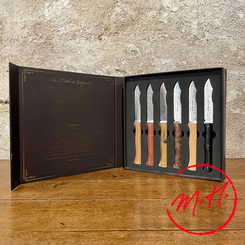 Coffret prestige de 6 couteaux Douk-Douk de table manche bois