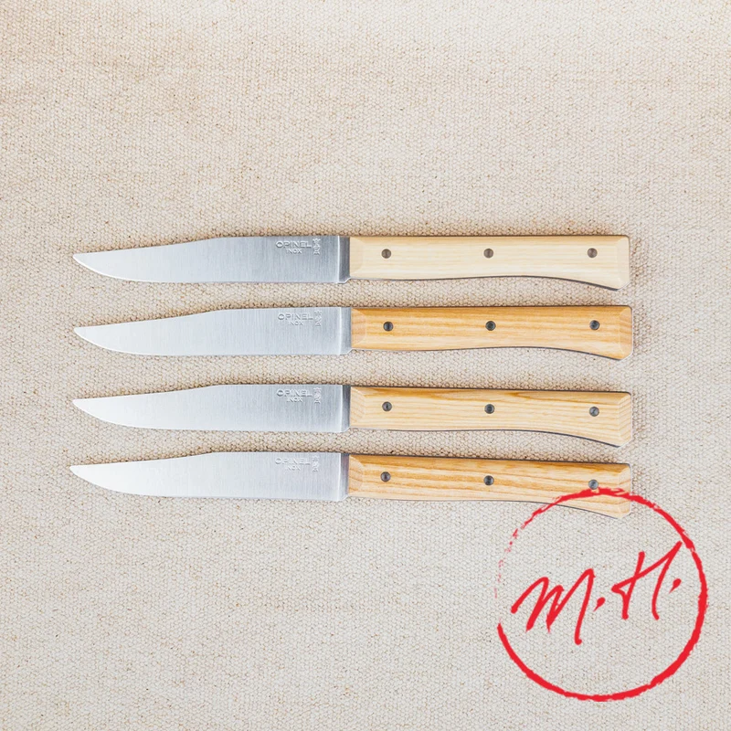 Coffret de 4 Couteaux de Table Opinel Facette en Frêne clair