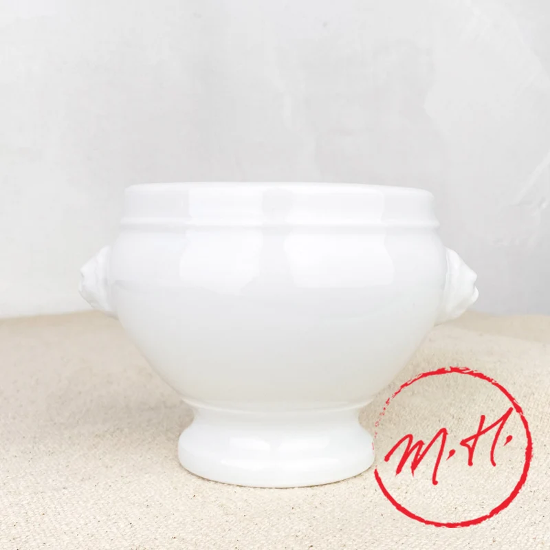 Bol à soupe tête de lion porcelaine blanche