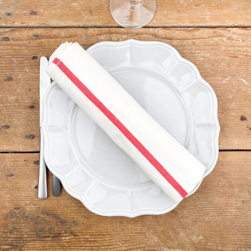 4 serviettes de table en coton écru