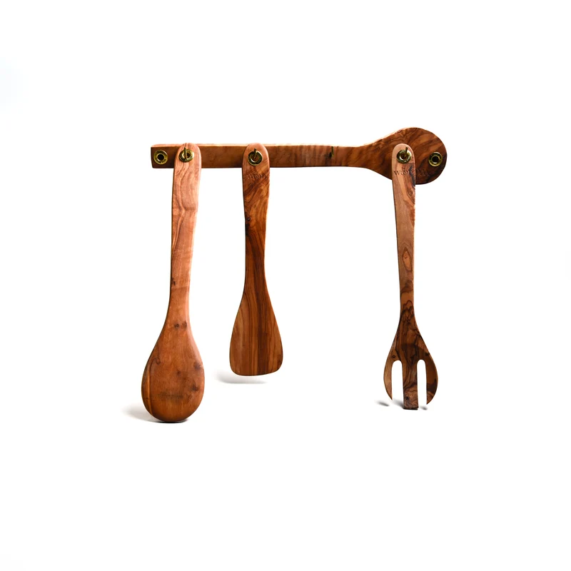 Portautensili a Parete in Legno d'Ulivo BeWood