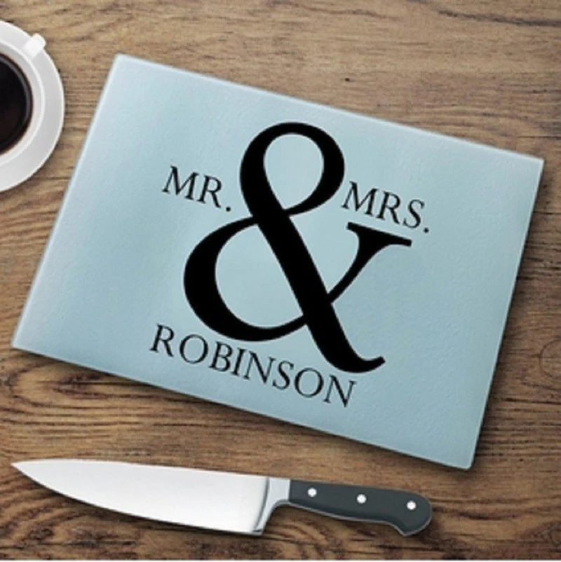 Mr. & Mrs. Personalized Glass Cutting Board