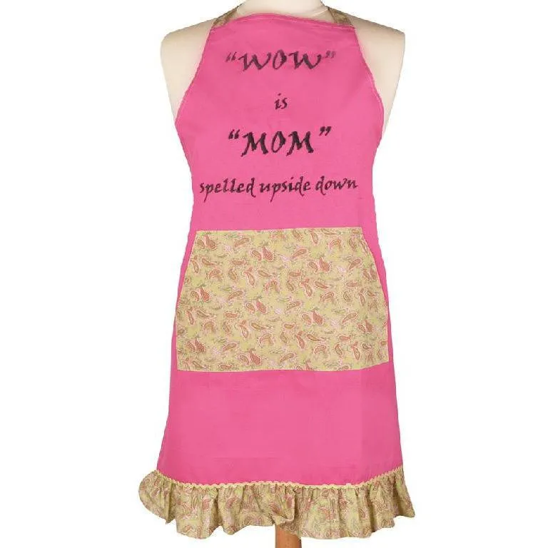 Wow is Mom Spelled Upside Down Apron