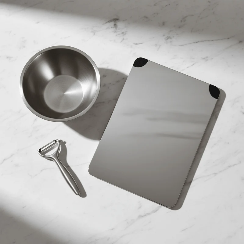 Kit Essentiel Préparation Inox | Planche + Saladier 20cm + Économe