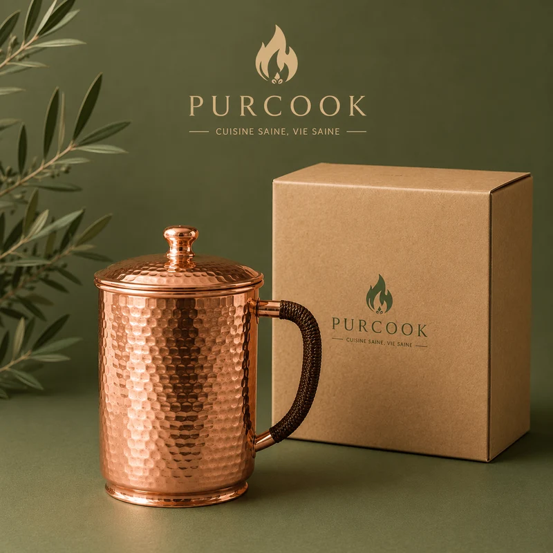 Tasse Cuivre Pur Vintage 350ml/550ml - Anse Tress\u00e9e Artisanale