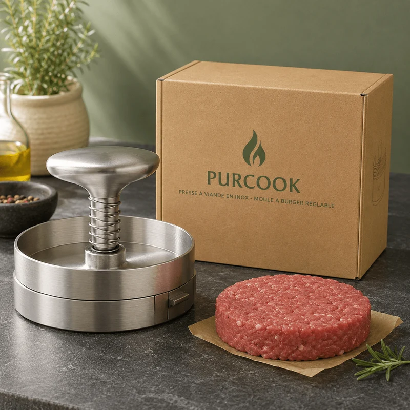 Presse Viande Inox Réglable - Moule Burger Professionnel 80-140mm
