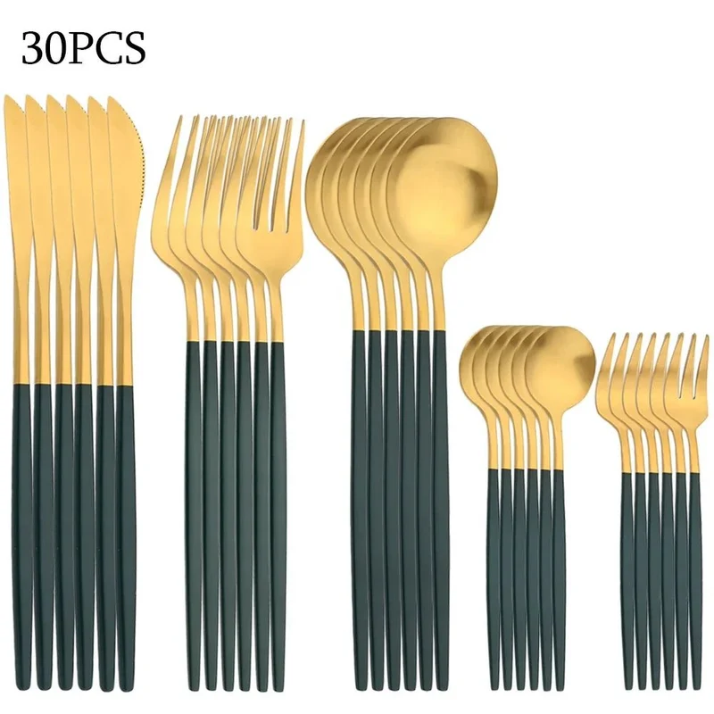 Ensemble 30 Couverts Inox - 6 Couleurs Élégantes