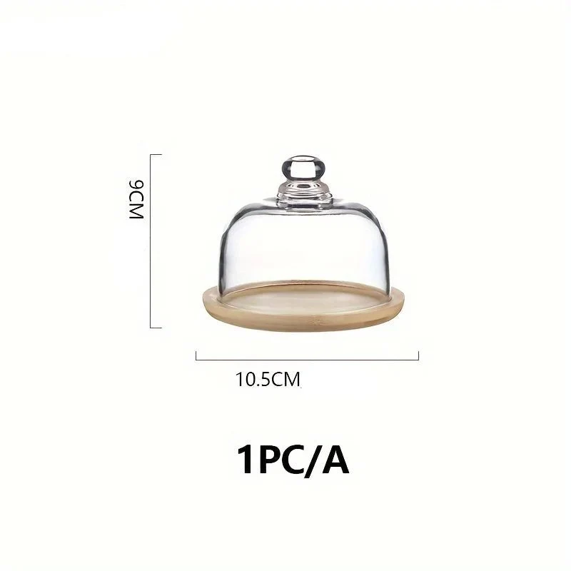 Support à Gâteaux Bambou avec Cloche Verre -Plateau Décoratif
