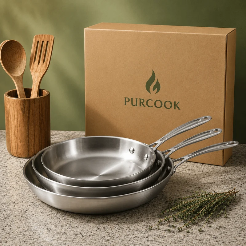 Set 2-3 Poêles Inox 22-28cm