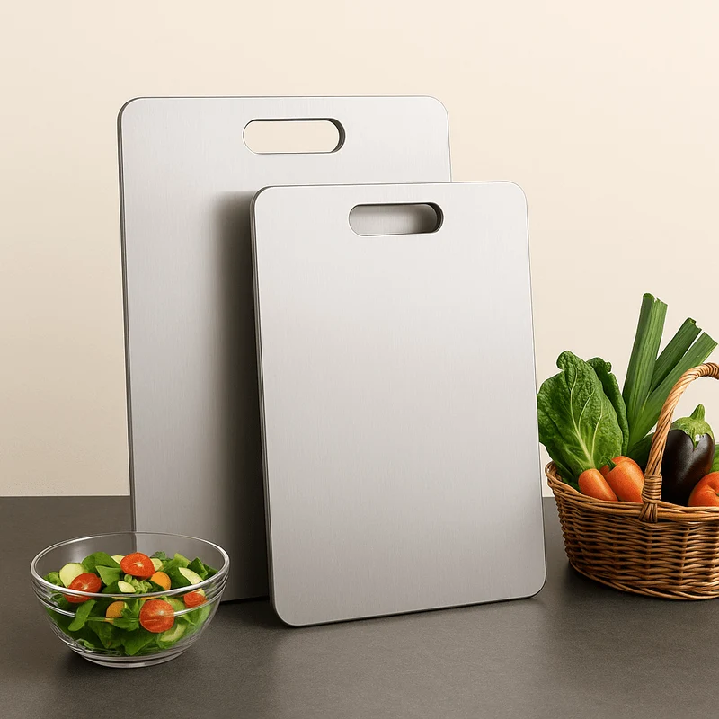Planche Découper Inox Titane - 5 Tailles Hygiénique Antibactérienne