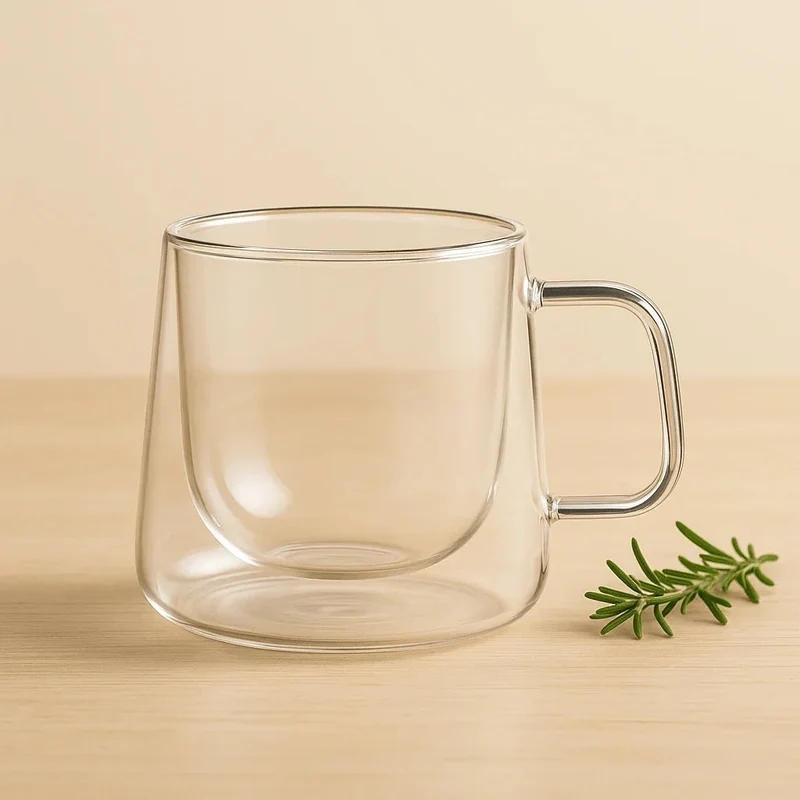 Tasse Verre Double Paroi 200ml Design Diamant - Café Thé Sans BPA