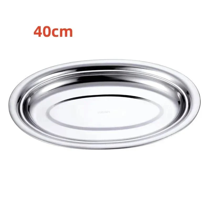 Assiette Plateau Inox Ovale Vintage - Service Élégant Durable