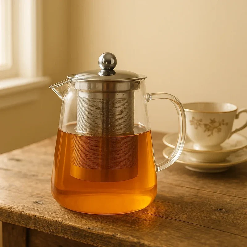 Théière Verre avec Passoire Inox - Infusion Saine Sans Toxines